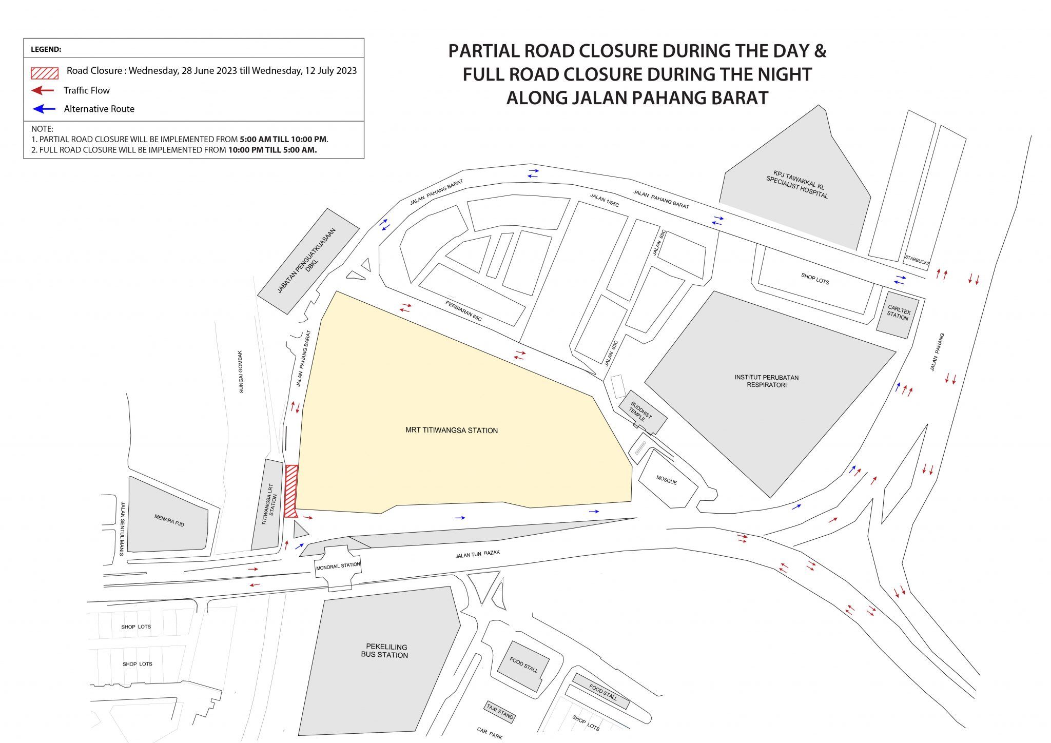 Partial Road Closure During The Day & Full Road Closure During The ...